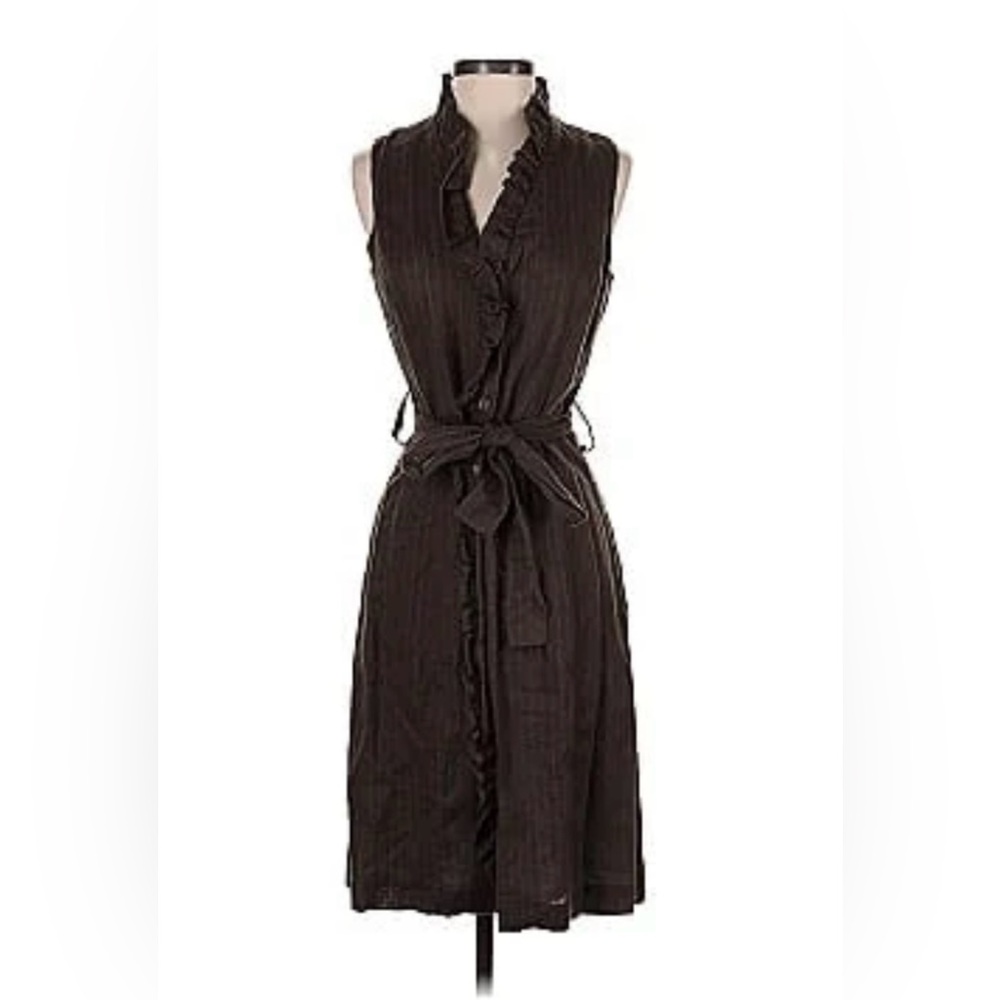 JENNIFER REALE DESIGN Linen/ Cotton Blend Sleeveless Pinstripe Belt Size 6